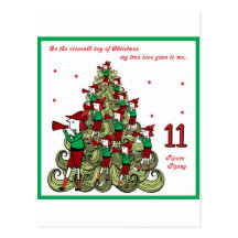 Eleventh Day of Christmas Post Card