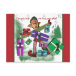 Elf Christmas gift holiday postcards