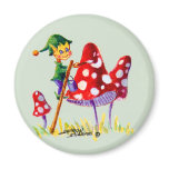 ELF PAINTING MUSHROOM by SHARON SHARPE magnets