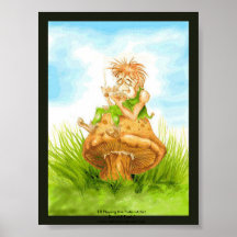 Elf playing the flute print
