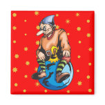Elf Sitting On Christmas Ornament Refrigerator Magnets