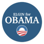 ELGIN for Obama custom your city personalised stickers