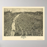 Elgin, IL Panoramic Map - 1880 posters