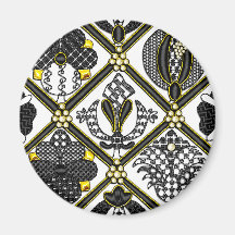 Elizabethan Blackwork tile Magnets