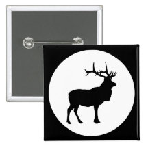 Elk Silhouette Button