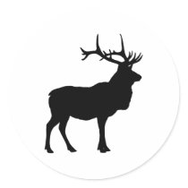 Elk Silhouette Round Sticker