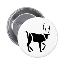Elk Vintage Wood Engraving Pinback Button