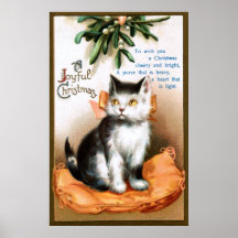 Ellen H. Clapsaddle: Cat under Mistletoe Poster