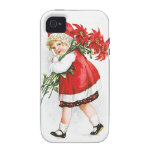 Ellen H. Clapsaddle: Girl with Christmas Flowers iPhone 4 Cases
