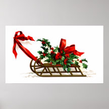 Ellen H. Clapsaddle: Sledge with Holly Print