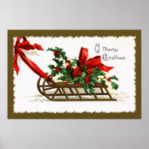 Ellen H. Clapsaddle: Sledge with Holly Print