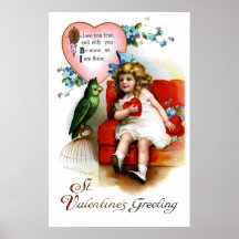 Ellen H. Clapsaddle: Valentine Girl with Parrot Posters