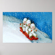 Ellen H. Clapsaddle: Winter Kids on Sledge Posters