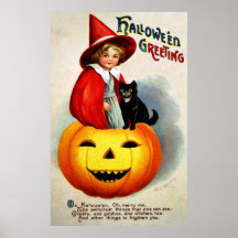 Ellen H. Clapsaddle: Witch in Jack O'Lantern Print