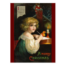 Ellen H. Clapsaddle - Writing Christmas Girl Postcards