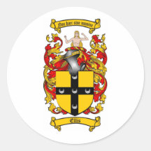 ELLIS FAMILY CREST -  ELLIS COAT OF ARMS STICKER