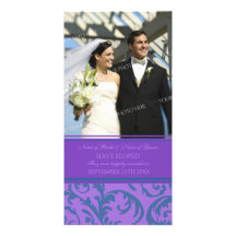 Elopement Announcement Photo Card Teal and Purple
