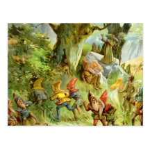 Elves and Gnomes in the Deep Dark Magical Forest Postcards