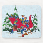 ELVES FILLING SANTA'S SLEIGH by SHARON SHARPE mousepads