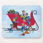 ELVES & SANTA'S SLEIGH by SHARON SHARPE mousepads