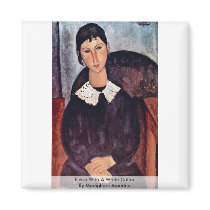 Elvira With A White Collar By Modigliani Amedeo Magnet