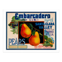 Embarcadero Fancy Santa Clara Pears Postcard