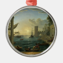 Embarkation of the Queen of Sheba - Claude Lorrain Christmas Tree Ornaments