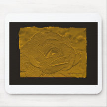 Embossed Deep Gold Rose Mouse Pad