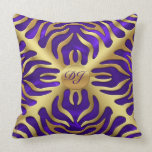 Embossed Gold tiger Purple Satin Lush Pillow