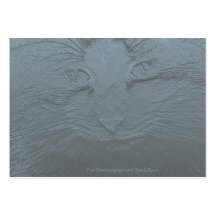 Embossed Look Cat Face Grey Blue Business Card