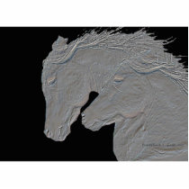 Embossed Look Silver Horses Photo Sculptures