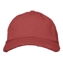 Embroider Your Own Red Distressed Baseball Cap