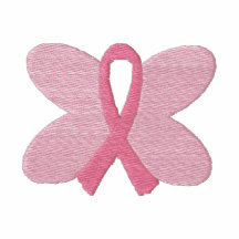 Embroidered Breast Cancer Butterfly Ribbon Embroidered Shirt