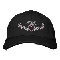 EMBROIDERED BRIDE & HEART CREST EMBROIDERED BASEBALL CAPS