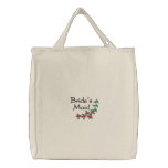 Embroidered Bride's Maid Tote Bag With Red Roses embroidered bags