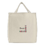 Embroidered Bride's Tote Bag With Floral Border embroidered bags