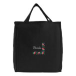 Embroidered Bride's Tote Bag With Floral Border embroidered bags