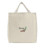 Embroidered Bride's Tote Bag With Red Roses embroidered bags