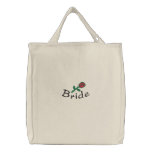 Embroidered Bride's Tote Bag With Rose Bud embroidered bags