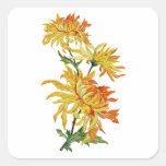 Embroidered Golden Chinese Chrysanthemum Sticker
