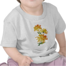 Embroidered Golden Chinese Chrysanthemum Tee Shirts
