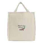 Embroidered Maid of Honour Tote Bag With Red Roses embroidered bags