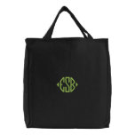 Embroidered Monogram Initials Tote Bag