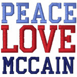 Embroidered Peace Love McCain Tee Shirt embroidered shirts