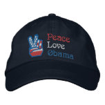 Embroidered Peace, Love, Obama Embroidered Baseball Cap