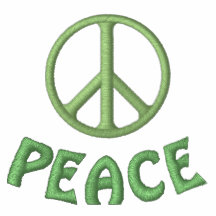 Embroidered Peace Sign and Word PEACE