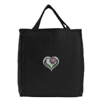 EMBROIDERED Wilted Tulip Flower Heart Embroidered Tote Bag