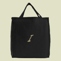Embroidery Monogram Letter I Initial embroidered bags