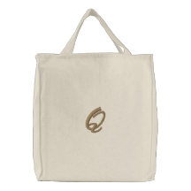 Embroidery Monogram Letter Q Initial Embroidered Bag