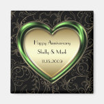 Emerald and Gold Heart Anniversary Magnets